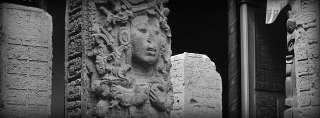 Cast of "Stela A" from Copan, Honduras. It is pictured here on display in the hall of Aboriginal Sculpture in the South Court at the Field Columbian Museum, c.1905. Collected by Edward H. Thompson, this stela cast was originally on exhibit in the Anthropological Building of the World's Columbian Exposition in 1893. © The Field Museum, CSA17054, Photographer Charles Carpenter.