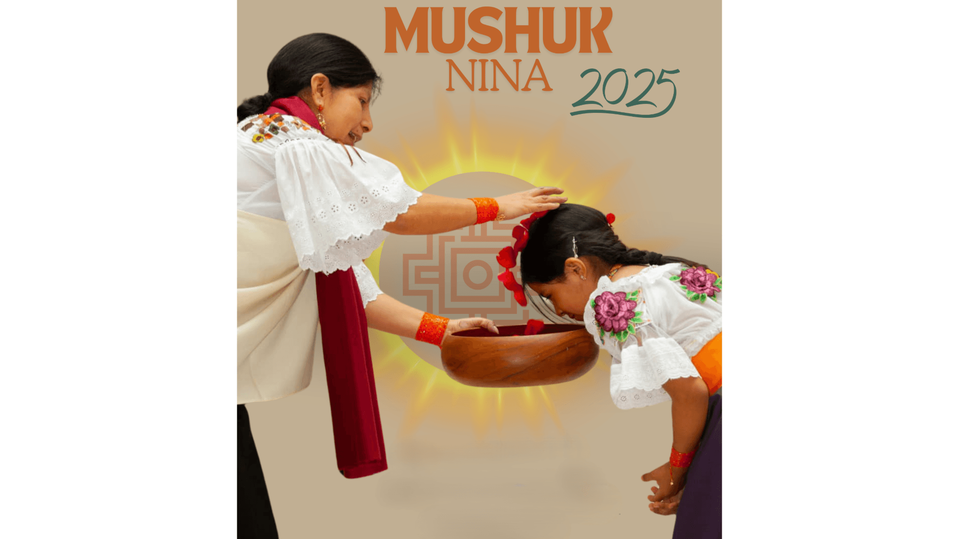 An event flyer featuring a adult and child wearing traditional clothing